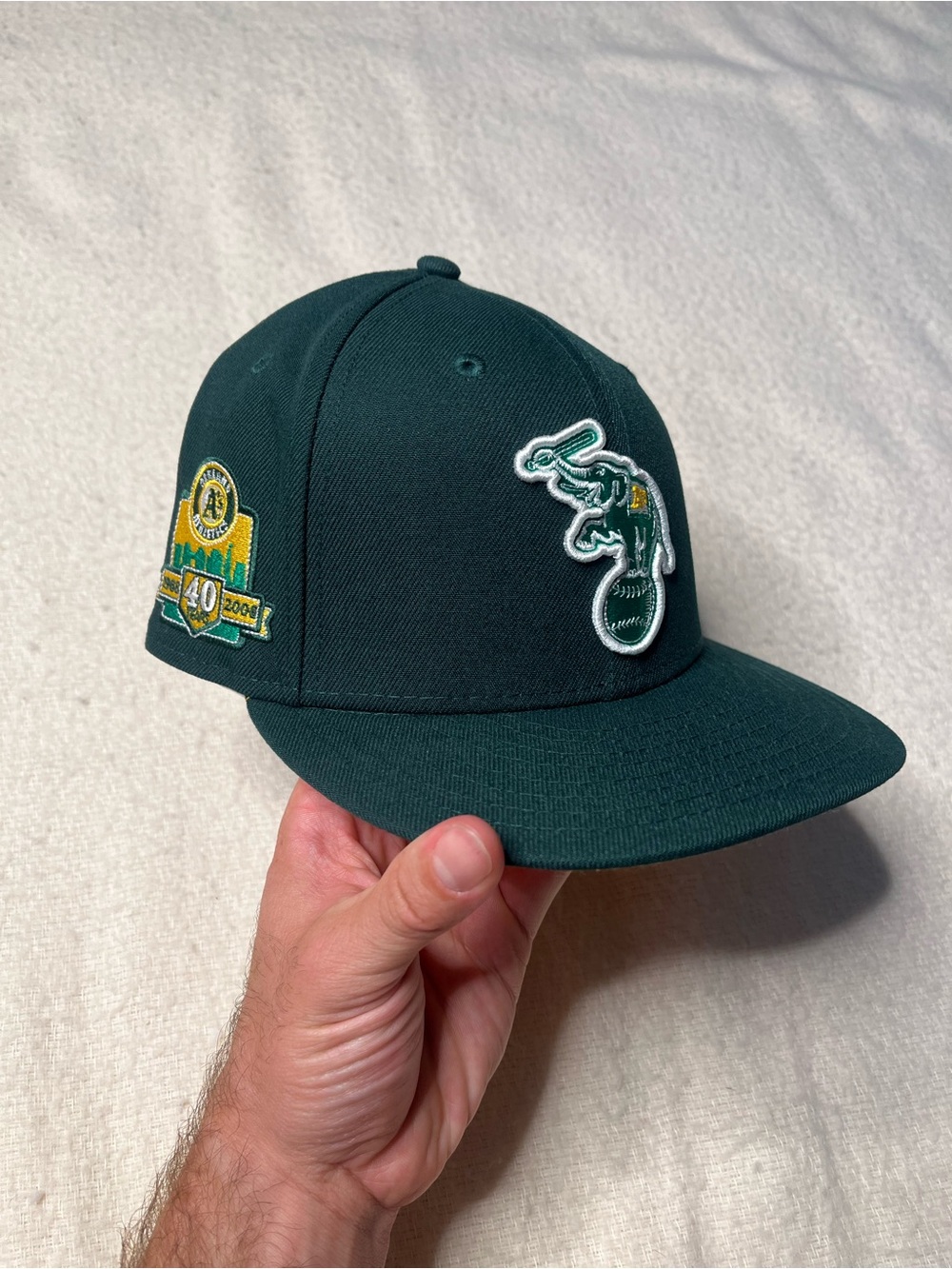 New Era MLB Oakland Athletics 40th Anniversary Patch Hat Cap Fitted 7 3/8 Jersey